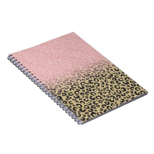 Elegante Rose Gold Glitzer Black Leopard Print Notizblock (Rechte Seite)