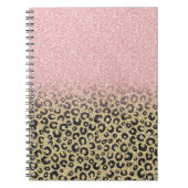 Elegante Rose Gold Glitzer Black Leopard Print Notizblock (Vorderseite)