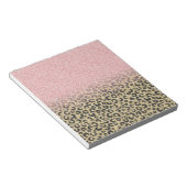 Elegante Rose Gold Glitzer Black Leopard Print Notizblock (angewinkelt)