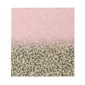 Elegante Rose Gold Glitzer Black Leopard Print Notizblock (Vorderseite)