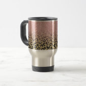 Elegante Rose Gold Glitzer Black Leopard Print Reisebecher (Vorderseite Links)
