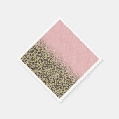 Elegante Rose Gold Glitzer Black Leopard Print Serviette (Ecke)