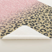 Elegante Rose Gold Glitzer Black Leopard Print Sherpadecke (3/4)