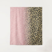 Elegante Rose Gold Glitzer Black Leopard Print Wandteppich (Vorderseite)