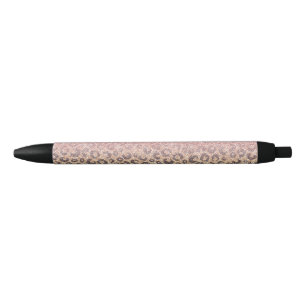 Elegante Rose Gold Glitzer Black Leopard Printwerb Kugelschreiber