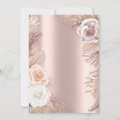 Elegante Rose Gold Glitzer Boho Blume Verlobung Einladung (Rückseite)