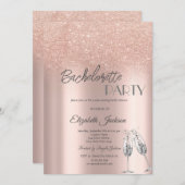 Elegante Rose Gold Glitzer Bokeh Bachelorette Einladung (Vorne/Hinten)