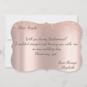 Elegante Rose Gold Glitzer Bokeh Bridesmaid Card Einladung (Rückseite)