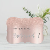 Elegante Rose Gold Glitzer Bokeh Bridesmaid Card Einladung (Stehend Vorderseite)