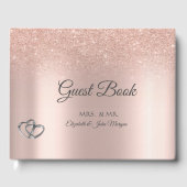 Elegante Rose Gold Glitzer Bokeh Hearts Wedding Gästebuch (Vorderseite)