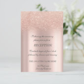 Elegante Rose Gold Glitzer Bokeh Hochzeitsempfang Einladung (Stehend Vorderseite)