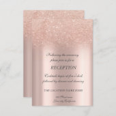 Elegante Rose Gold Glitzer Bokeh Hochzeitsempfang Einladung (Vorne/Hinten)