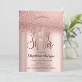 Elegante Rose Gold Glitzer Bokeh Ombre Kinderdusch Einladung (Stehend Vorderseite)