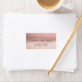 Elegante Rose Gold Glitzer Bokeh Ombre Label Adressaufkleber (Insitu)
