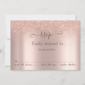 Elegante Rose Gold Glitzer Bokeh RSVP Karte (Vorderseite)
