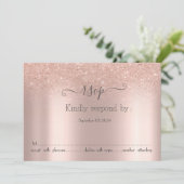 Elegante Rose Gold Glitzer Bokeh RSVP Karte (Stehend Vorderseite)