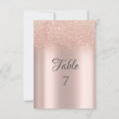 Elegante Rose Gold Glitzer Bokeh Tischkarte Einladung (Rückseite)