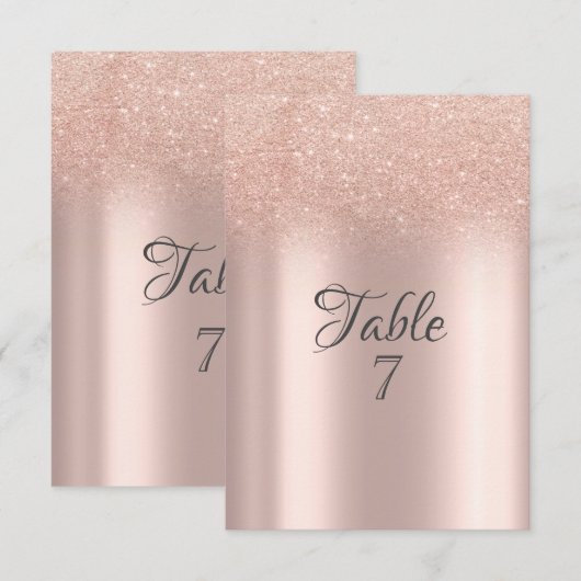 Elegante Rose Gold Glitzer Bokeh Tischkarte Einladung (Vorne/Hinten)