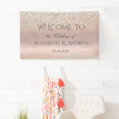 Elegante Rose Gold Glitzer Bokeh Wedding Banner (Insitu)