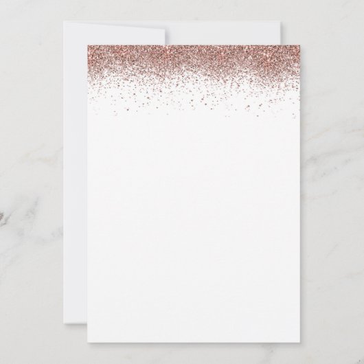 Elegante Rose Gold Glitzer Border Wedding White Einladung (Rückseite)