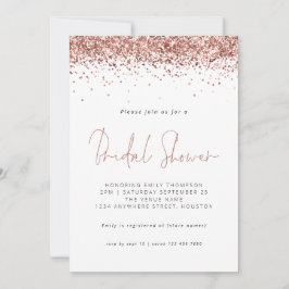 Elegante Rose Gold Glitzer Brautparty Weiß Einladung
