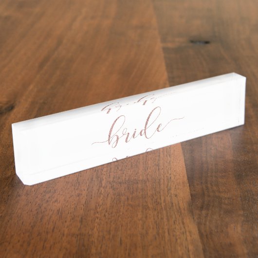 Elegante Rose Gold Glitzer Bride Namplate Namensplakette (Seite)