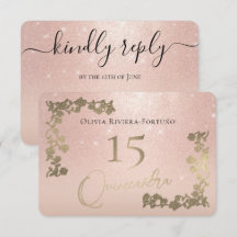 Elegante Rose Gold Glitzer Chic Floral Quinceanera