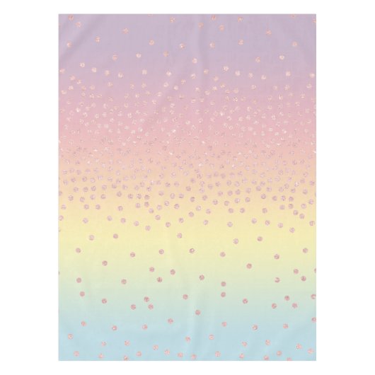 Elegante Rose Gold Glitzer Confetti Dots Gradiente Tischdecke (Vorderseite)
