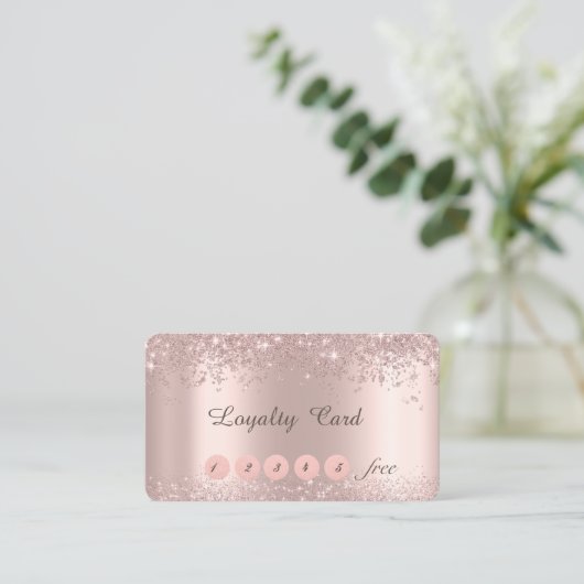 Elegante Rose Gold Glitzer Confetti Staub Treuekarte (Stehend Vorderseite)