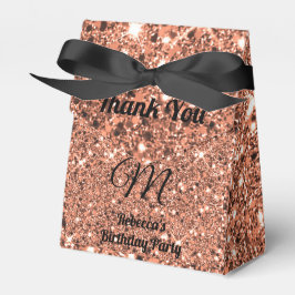 Elegante Rose Gold Glitzer Danke Monogram Black Geschenkschachtel