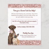 Elegante Rose Gold Glitzer Dog Grooming Menu Flyer (Hinten)