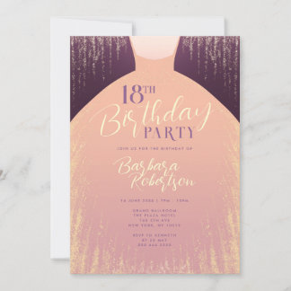 Elegante Rose Gold Glitzer Dress 18. Geburtstag Einladung