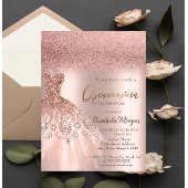 Elegante Rose Gold Glitzer Dress Quinceañera Einladung