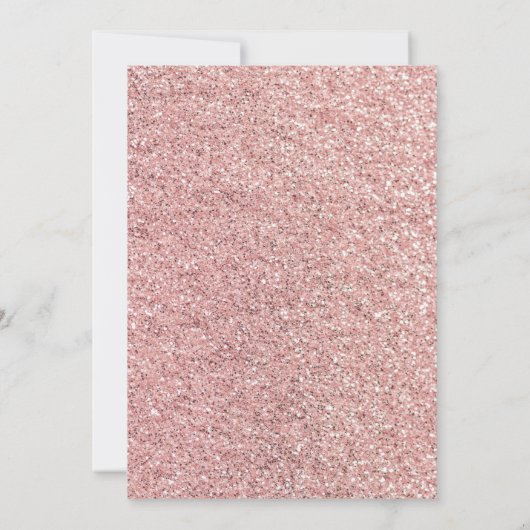 Elegante Rose Gold Glitzer Einladung (Rückseite)