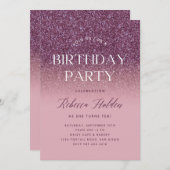 Elegante Rose Gold Glitzer Einladung zum Geburtsta (Vorne/Hinten)