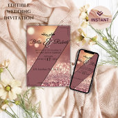 Elegante Rose Gold Glitzer Einladung zur Hochzeit
