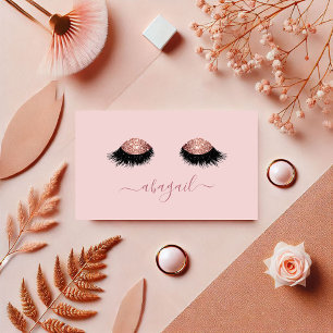 Elegante Rose Gold Glitzer Eyelashes Visitenkarte