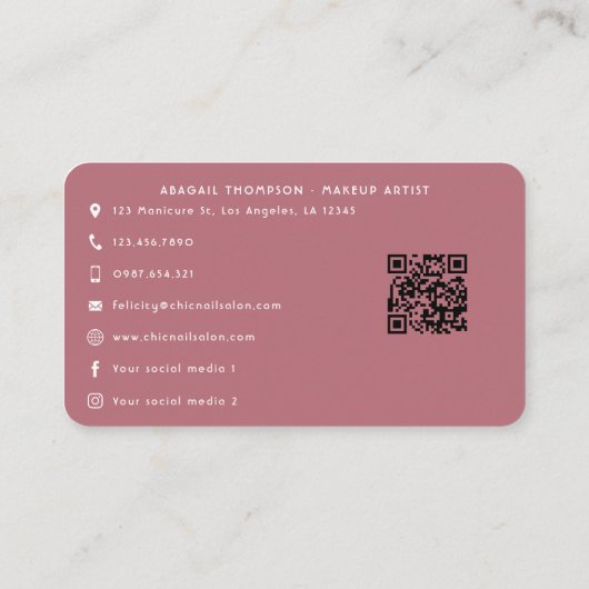 Elegante Rose Gold Glitzer Eyelashes Visitenkarte (Rückseite)