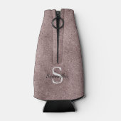 Elegante Rose Gold Glitzer Foil Sparkle Monogramm Flaschenkühler (Rückseite)