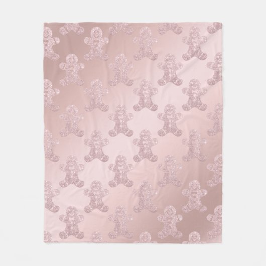 Elegante Rose Gold Glitzer Gingerbread Man Pattern Fleecedecke (Vorderseite)