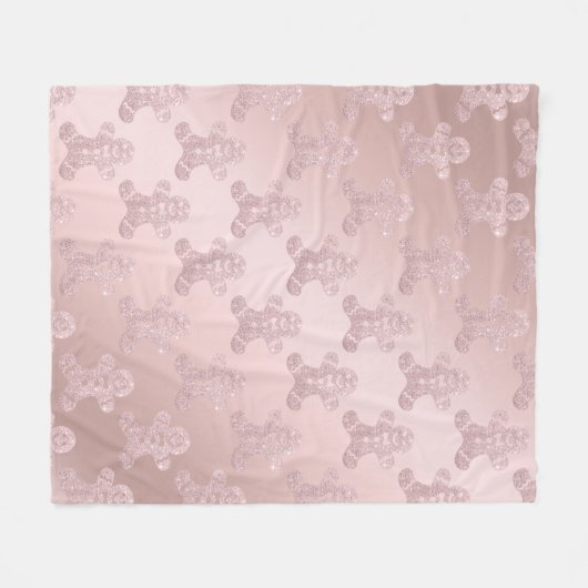 Elegante Rose Gold Glitzer Gingerbread Man Pattern Fleecedecke (Vorderseite (Horizontal))