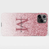 Elegante Rose Gold Glitzer Girly Monogram iPhone Hülle (Rückseite (Horizontal))
