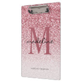 Elegante Rose Gold Glitzer Girly Monogram Klemmbrett (Links)