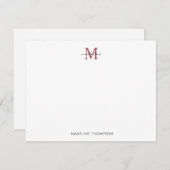 Elegante Rose Gold Glitzer Girly Monogram Mitteilungskarte (Vorne/Hinten)