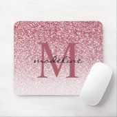 Elegante Rose Gold Glitzer Girly Monogram Mousepad (Mit Mouse)