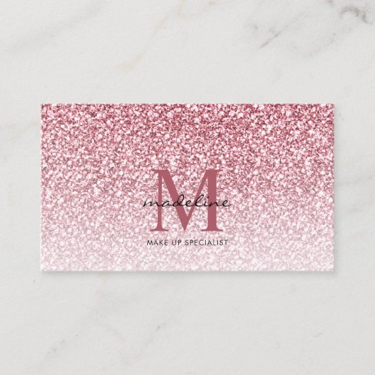 Elegante Rose Gold Glitzer Girly Monogram Visitenkarte (Vorderseite)