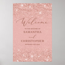Elegante Rose Gold Glitzer Glitzern Hochzeitsempfa