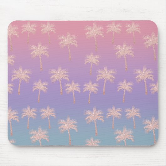 Elegante Rose Gold Glitzer Gradient Palm Muster Mousepad (Vorne)