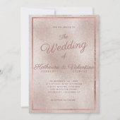 Elegante Rose Gold Glitzer Gradienten Foto Hochzei Einladung (Vorderseite)