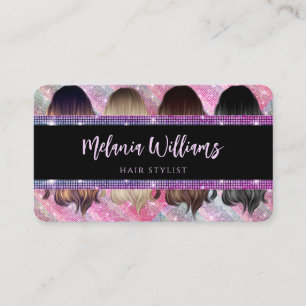 Elegante Rose Gold Glitzer Haar Stylist Visitenkarte